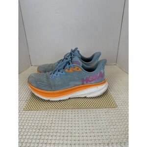 Hoka Clifton 9 Airy Womens 8.5 Blue Sunlit Ocean Orange Running Shoes Good Stain